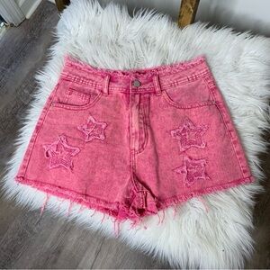 SHEIN Pink Star Denim Shorts
